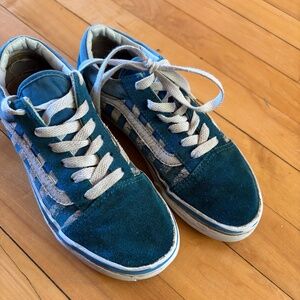 Vans Old Skool Blue Vans with White Stripes Big Kids Size 4